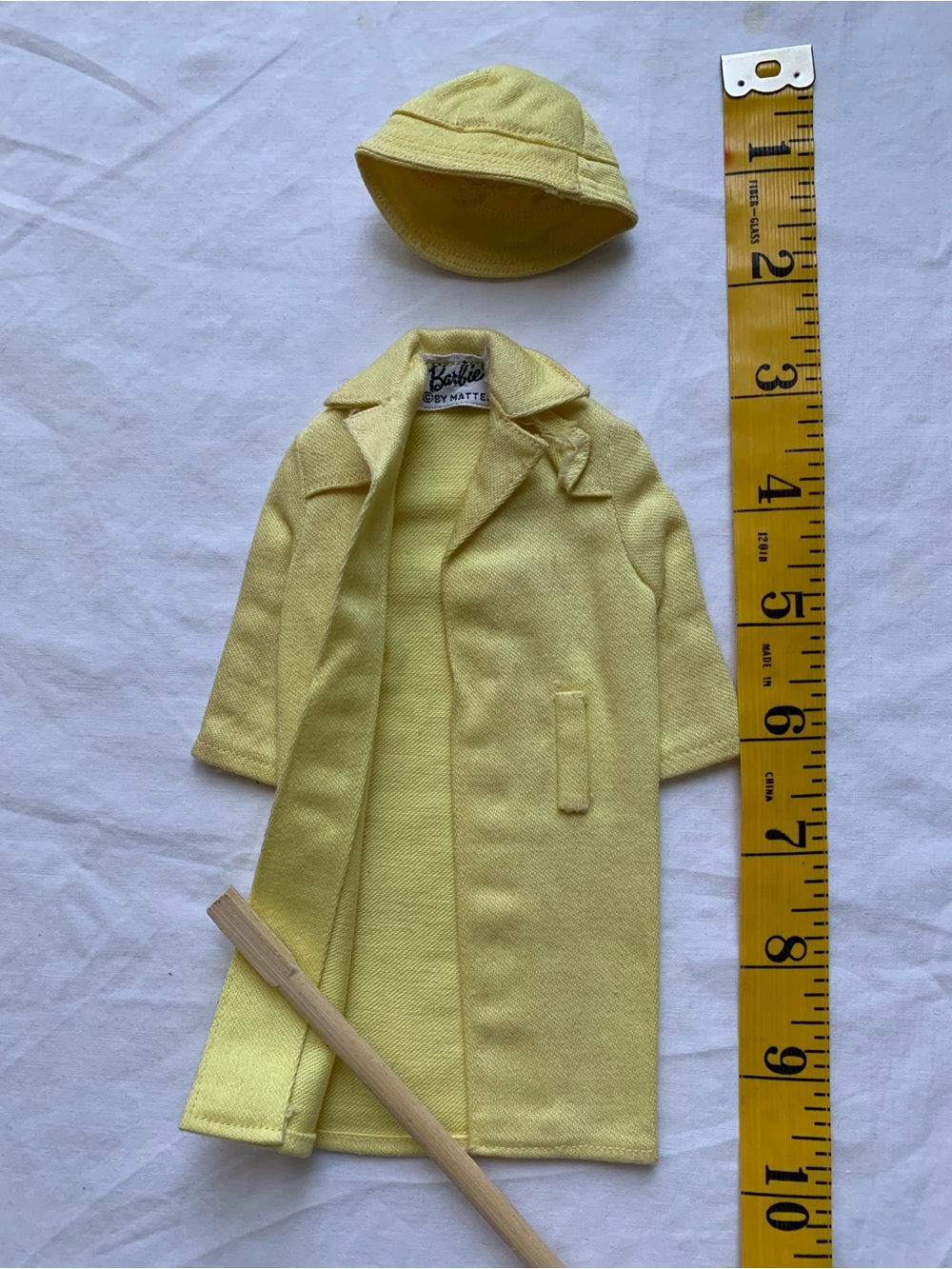 Barbie Stormy Weather Yellow Rain Coat & Hat #949 Cotton Poplin Mattel Vtg 1963